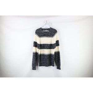 Vintage 90s Streetwear Mens Size Large Color Block Ribbed Knit Crewneck Sweater